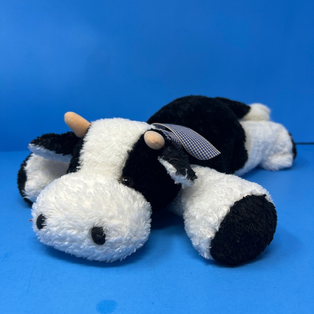 Vtg 1999 Mary Meyer Bessie Flip Flop Beanie Cow 12in Black White Spotted Plush